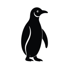 Black silhouette of a penguin bird vector art illustration