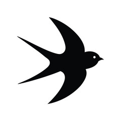 Black silhouette of a swallow bird onvector art illustration