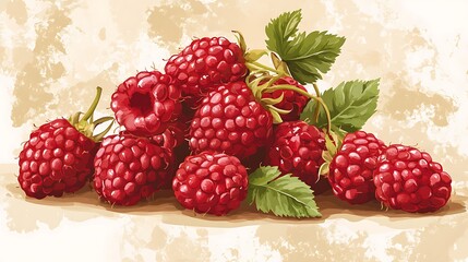 Fresh Raspberries Harvest Still Life.