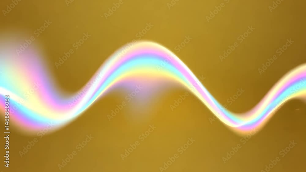 Poster abstract iridescent wave on golden background gradient and holographic spectrum creating a smooth mo