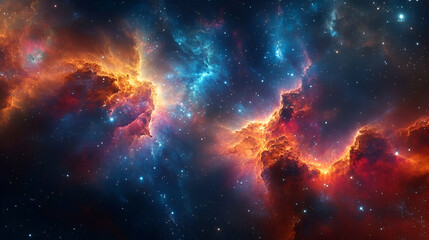 Fototapeta premium Colorful celestial nebulae in deep space.