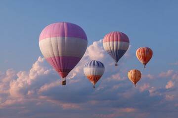 Obraz premium Serene Hot Air Balloons Ascending: A Pastel Sky Dream