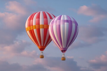 Fototapeta premium Serene Hot Air Balloons: A Pastel Dream in the Clouds