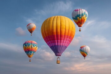 Colorful Hot Air Balloons Soaring in a Serene Sky