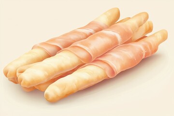 ProsciuttoWrapped Grissini Italian Snack Delight on Beige Background.