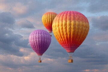 Fototapeta premium Colorful Hot Air Balloons Soaring Through Dramatic Skies