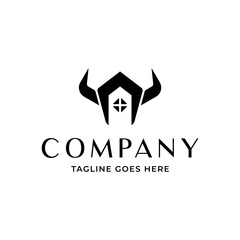 Viking house home logo vector icon illustration, scandinavian architecture logo.