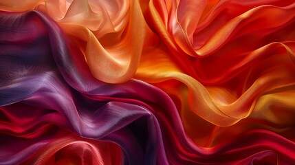 Obraz premium Vibrant flowing fabric drapes in gradient hues of warm and cool tones.