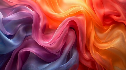Obraz premium Vibrant flowing fabric with gradient colors. Draped and textured