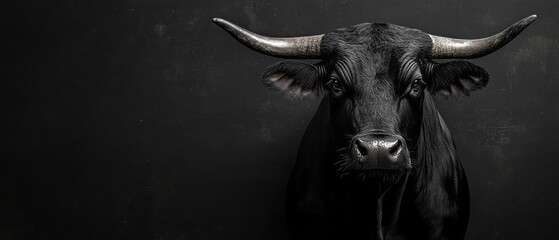 Close-up portrait of a black bull.