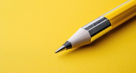 Close-up yellow pencil on yellow background