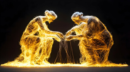 Two Golden Figures Praying