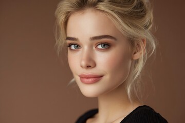 Naklejka premium Blond Woman Portrait: Soft Lighting, Natural Beauty
