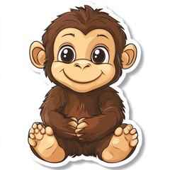 Obraz premium Cute cartoon primate illustration against a white background.