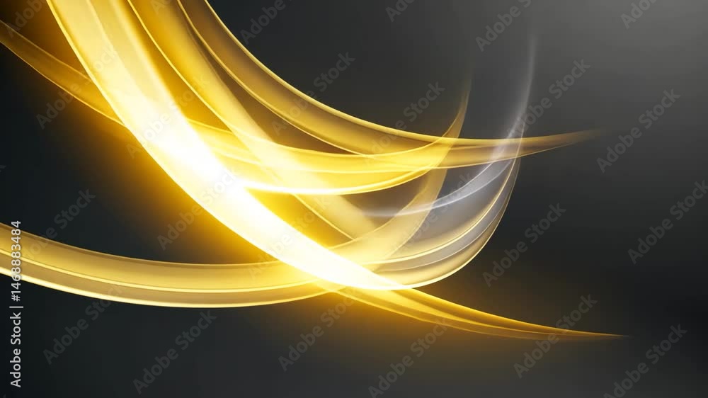 Poster abstract gold swirls on dark backdrop with dynamic light effects and modern elegant design for prese