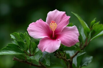 Pink Hibiscus Blossom: A Delicate Floral Study