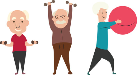 Senior Citizens Exercising Fitness Fun