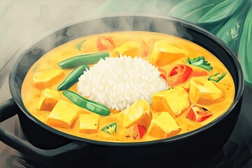 Steaming Golden Curry A Culinary Masterpiece of Asian Flavors.