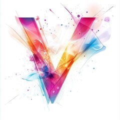 Obraz premium Colorful abstract design featuring a vibrant letter V with splashes and artistic elements