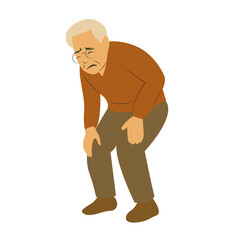Elderly Man Kneeling, Pain, Suffering, Distress