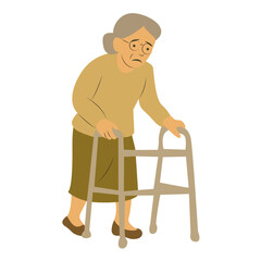 Elderly Woman Walking Frame Support