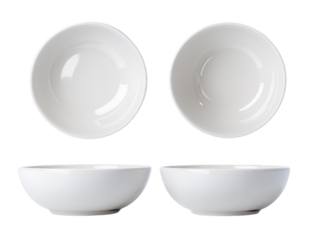 Four Views of a Small White Ceramic Bowl, PNG