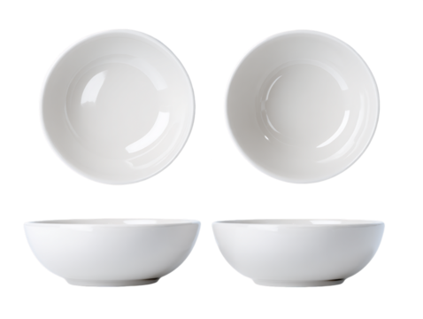 Four Views of a Small White Ceramic Bowl, PNG