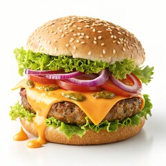 Juicy Cheeseburger PNG – Realistic Fast Food Clipart