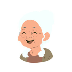 Happy Elderly Woman Cartoon Illustration