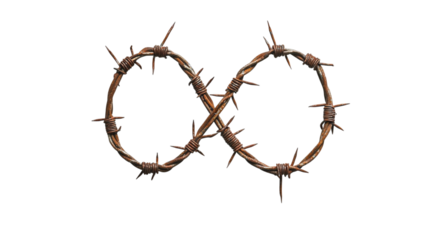Png of A creative representation of infinity using barbed wire, symbolizing complex emotions and resilience.