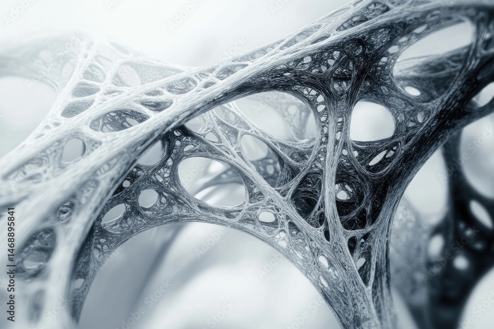 Aufkleber a grayscale, intricate network of interconnected cells or structures, evoking the complexity of biol