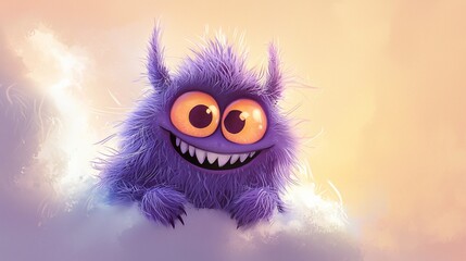 Fototapeta premium Fluffy Monster on a Cloud (1)