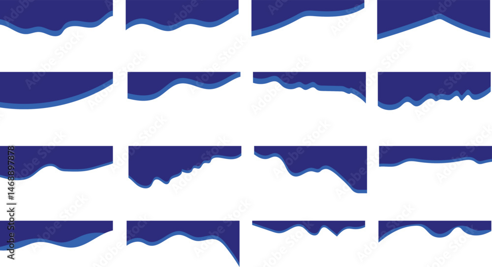 Wall mural collection of modern separator blue header for website and app. set of dividers shape. curve lines, 