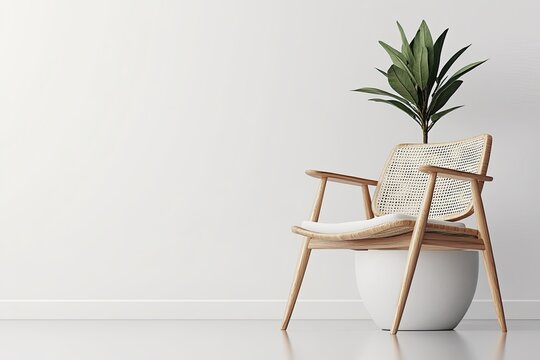 Fototapeta Modern minimalist armchair and plant