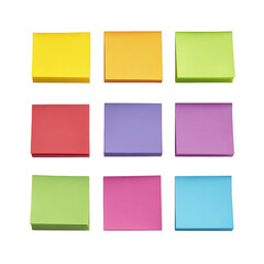 Fototapeta premium Colorful sticky notes arrangement on transparent background