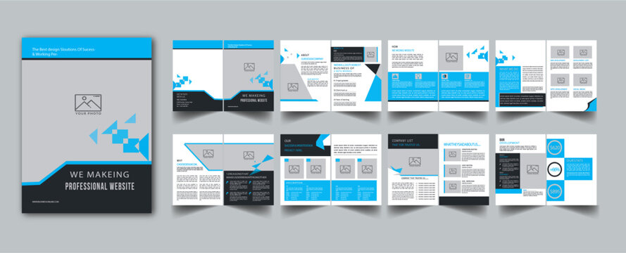 Website Brochure Template layout cover page with 16 page design concept Accents