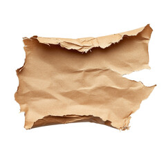 Fototapeta premium Torn brown tissue paper creates an abstract texture on a transparent background for artistic or crafting purposes, torn brown tissue paper on transparent backgroundfile