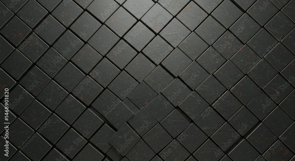 Poster abstract dark cube arrangement, creative pattern and texture with geometric forms