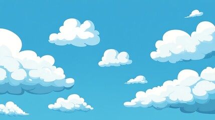 Blue Sky with Fluffy Clouds.