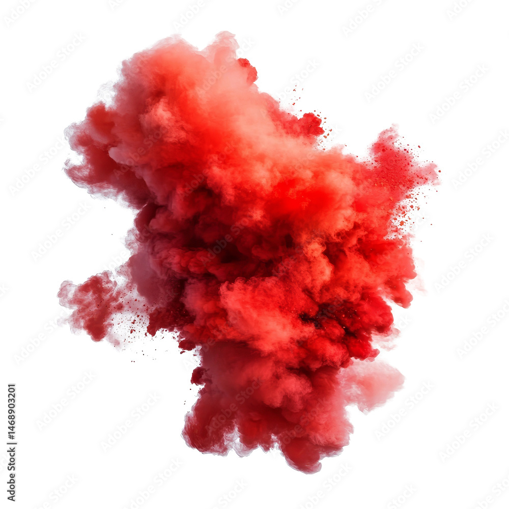 Aufkleber a vibrant red color explosion radiating against a pure transparent background, creating a striking v