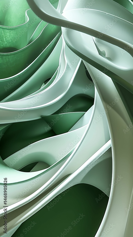 Wall mural abstract green waves and light create a natural, leafy pattern with a succulent texture