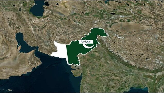Pakistan map animation with geography ,4k map, pakistan video, map animation