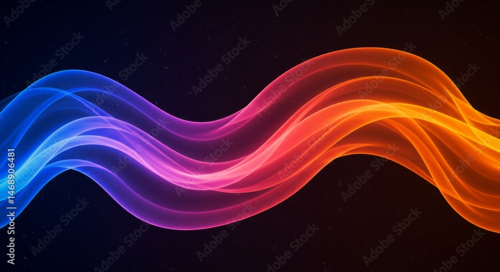Poster wavy lines flowing with vibrant gradient colors across a dark ethereal backdrop