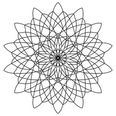 Vector mandala flower on black outline background ethnic element