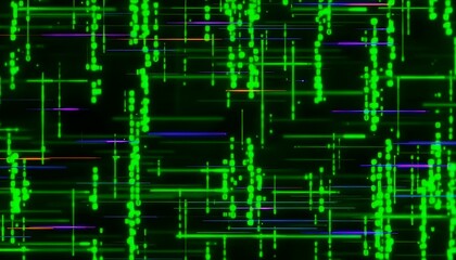 Obraz premium Modern digital matrix background with cascading code and neon green hues .