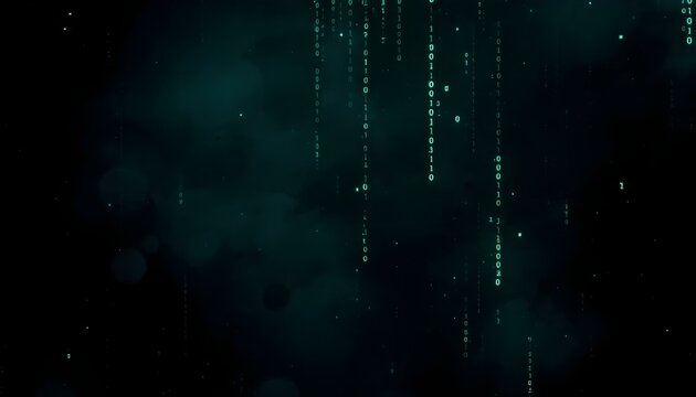 Modern digital matrix background with cascading code and neon green hues .