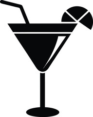 Cocktail Glass Silhouette Icon Vector Illustration