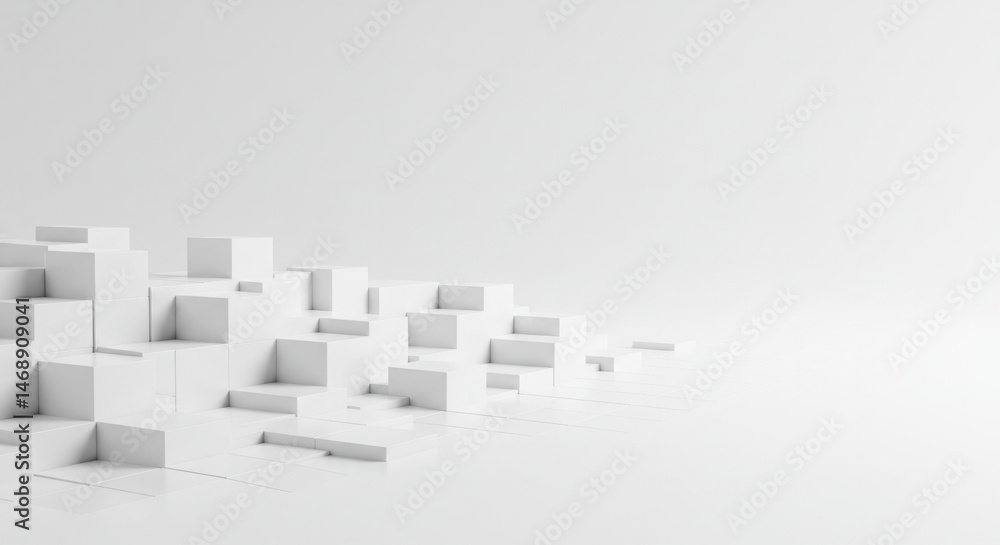 Aufkleber minimalistic composition showcasing abstract white cubic structures with geometrical precision