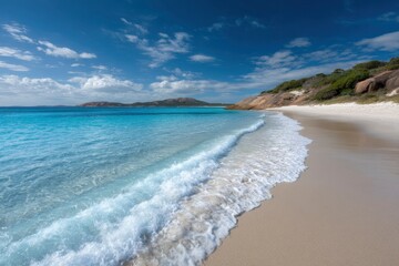 Serene Turquoise Beach: Coastal Serenity Under a Sunny Sky