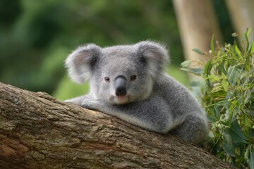 Obraz premium Adorable Koala Resting on a Tree Branch: Serene Wildlife Photography